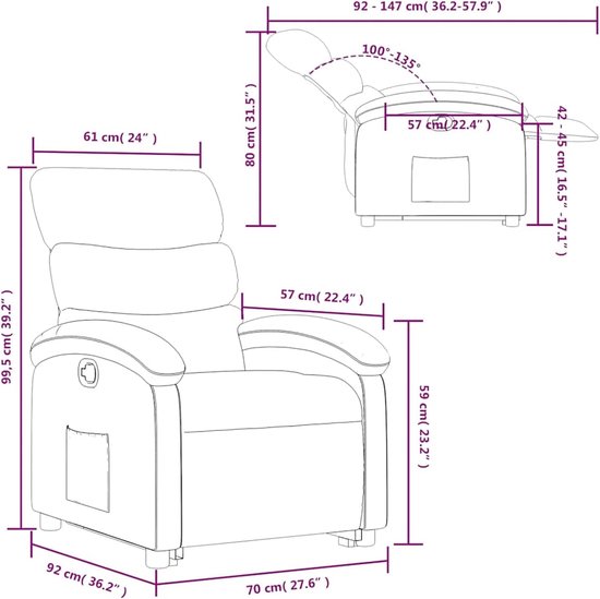 Relaxstoel met opstahulp - Comfortstoel sta op - Makkelijk opstaan - Elektrische opstahulp - 70 x 99.5 cm - Bruin — afbeelding 2