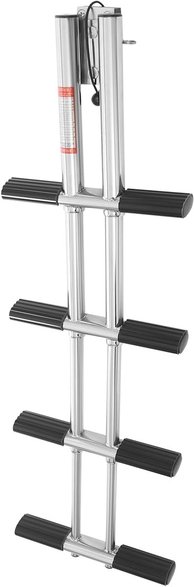 Telescopische Ladder - Instapladder Botenladder - Veilig Instappen - 4-Traps Ontwerp - 105 cm - Zilver Zwart