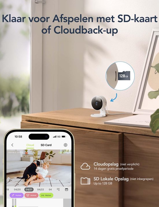 Set van 4 Binnencamera's met Nachtzicht en Wifi voor Baby- en Huisbewaking van Merkloos — afbeelding 4