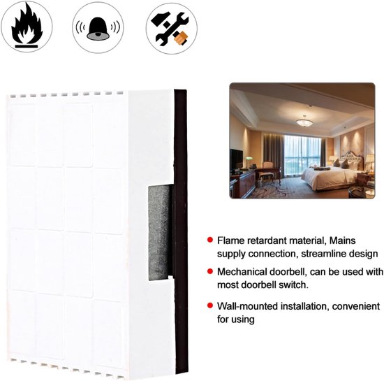 Mechanische Draadgebonden Deurbellen - Dong Wandbel voor Hotel - Draadgebonden Deurbellen Ding 220v - Deurbellen Toegangscontrolesysteem (220V) — afbeelding 5