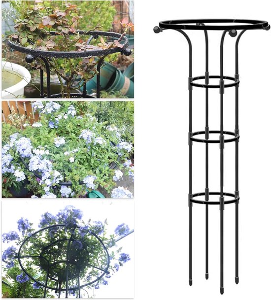 Roestvast Metalen Tuinhekje - Klimplantsteun Obelisk - Planten Ondersteunen - Roestwerende Coating - 20 x 95 cm - Zwart