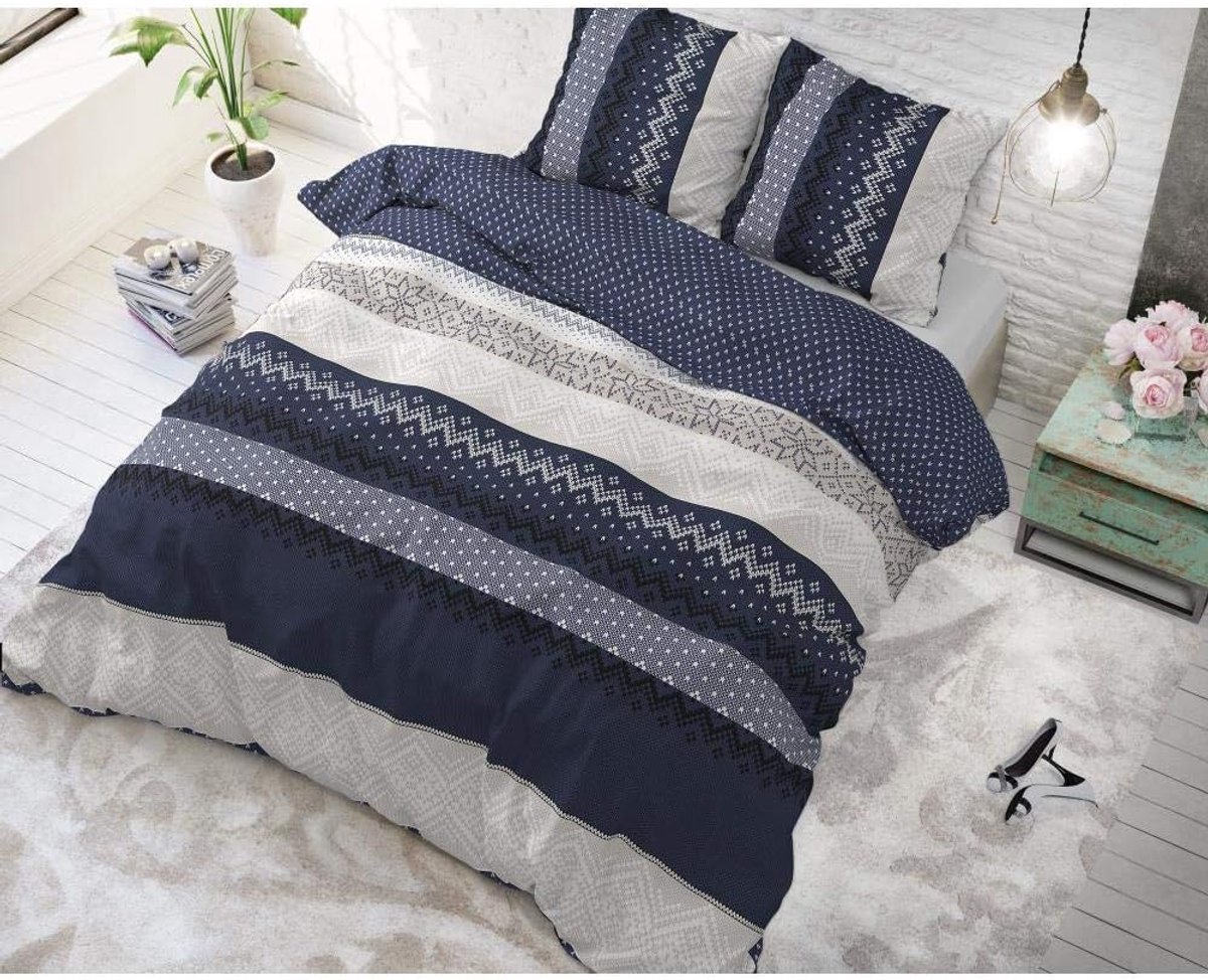 SnelShoppen - Dekbedovertrekset Melila 140 x 220 cm, Katoen, Knoopsluiting, Inclusief Kussensloop, Beddengoedset voor Comfortabel Slapen