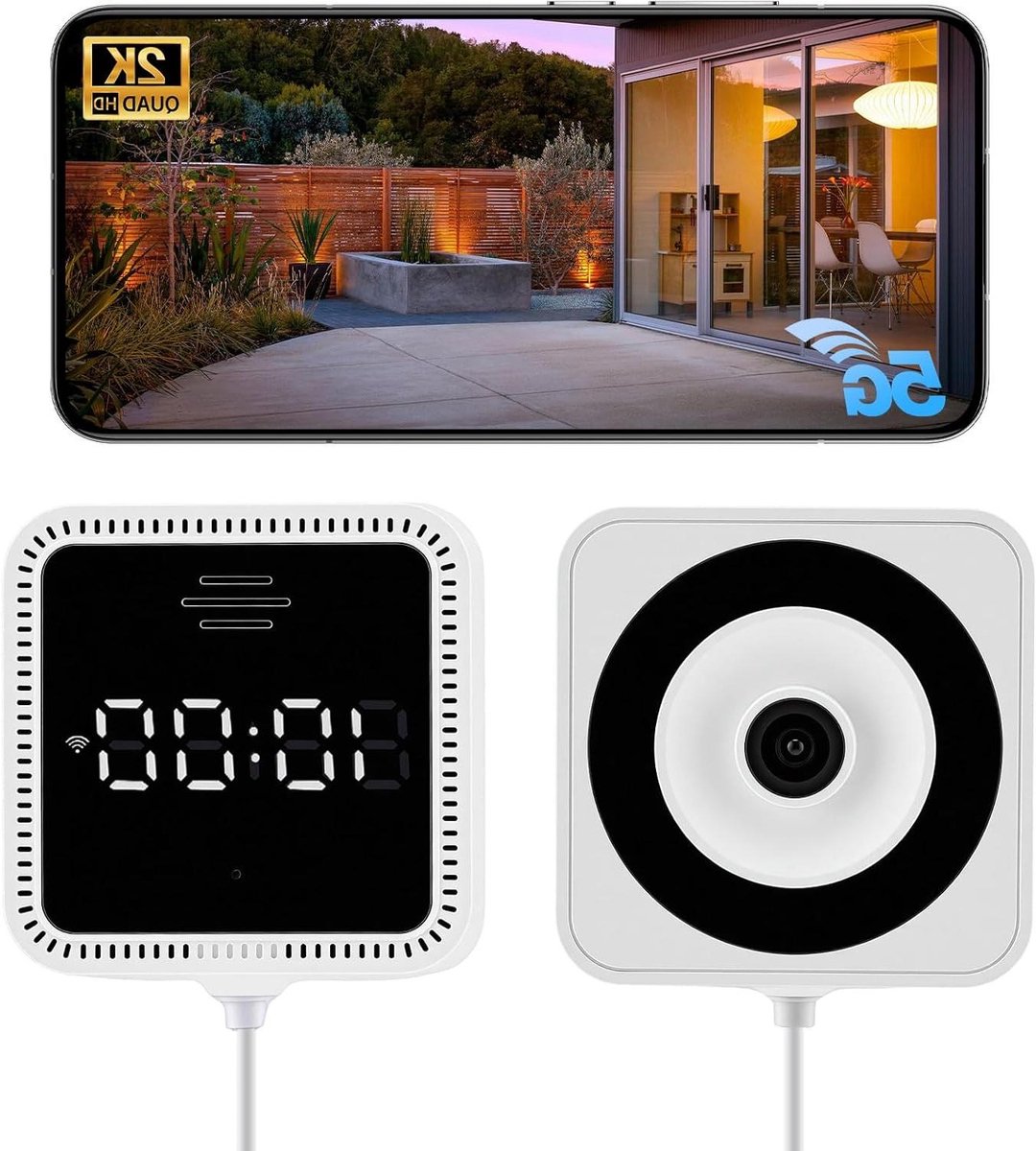 Bewakingscamera Binnen - Mini Camera Spion - Huisbewaking - Kleuren Nachtzicht - 68 mm - Wit
