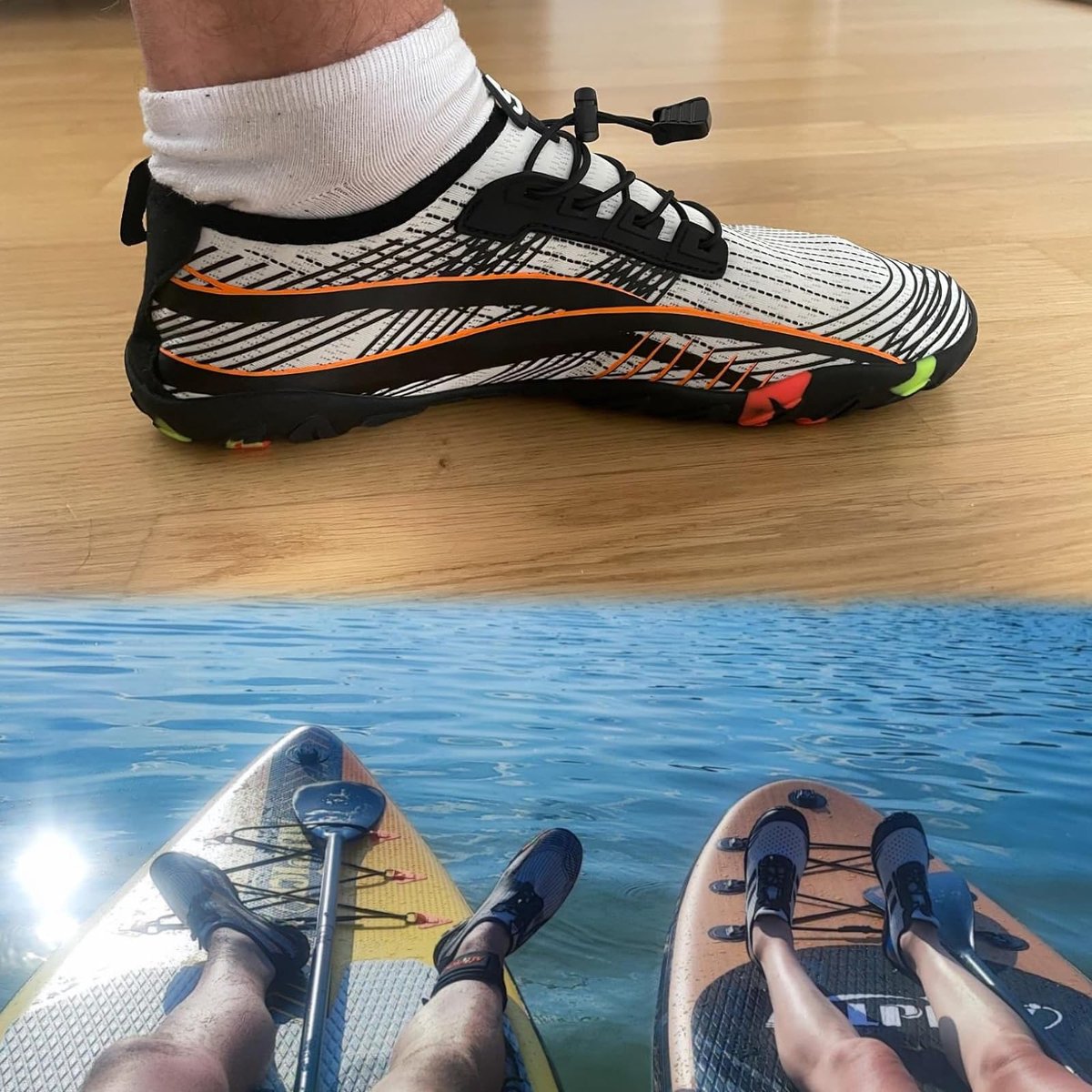 SnelShoppen - Waterschoenen Heren Dames Strandschoenen Zwemschoenen Aquaschoenen Unisex 40EU Oranje/Wit voor Strand, Zwemmen, Camping en Outdoor Activ