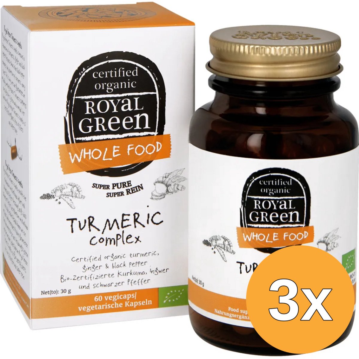 3x Royal Green Turmeric Complex Bio (60 vega capsules)