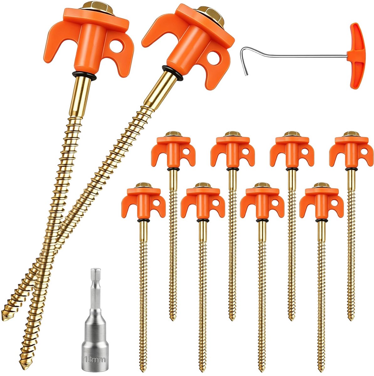 SnelShoppen - Robuuste Stalen Haringen met Schroefdraad - 10 Stuks Grondankers voor Camping, Tuin, Feest - Ideale Bodembevestiging en Grondverankering