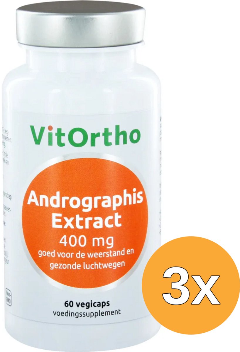 3x VitOrtho Andrographis extract 400 mg (60 vega capsules)