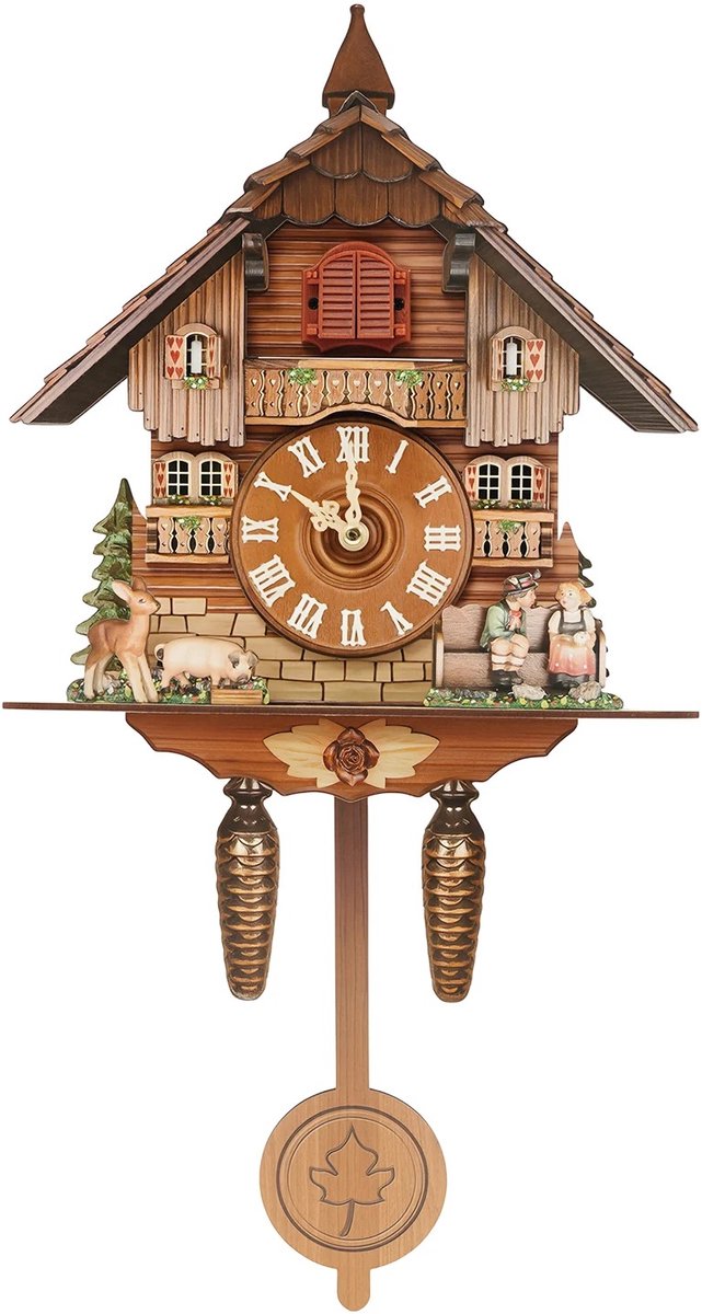 Stervia Koekoeksklok - Wandklok - Instelbaar Volume - Moderne Huisvorm - Batterijvoeding - Veelkleurig - 25 x 10 x 50 cm