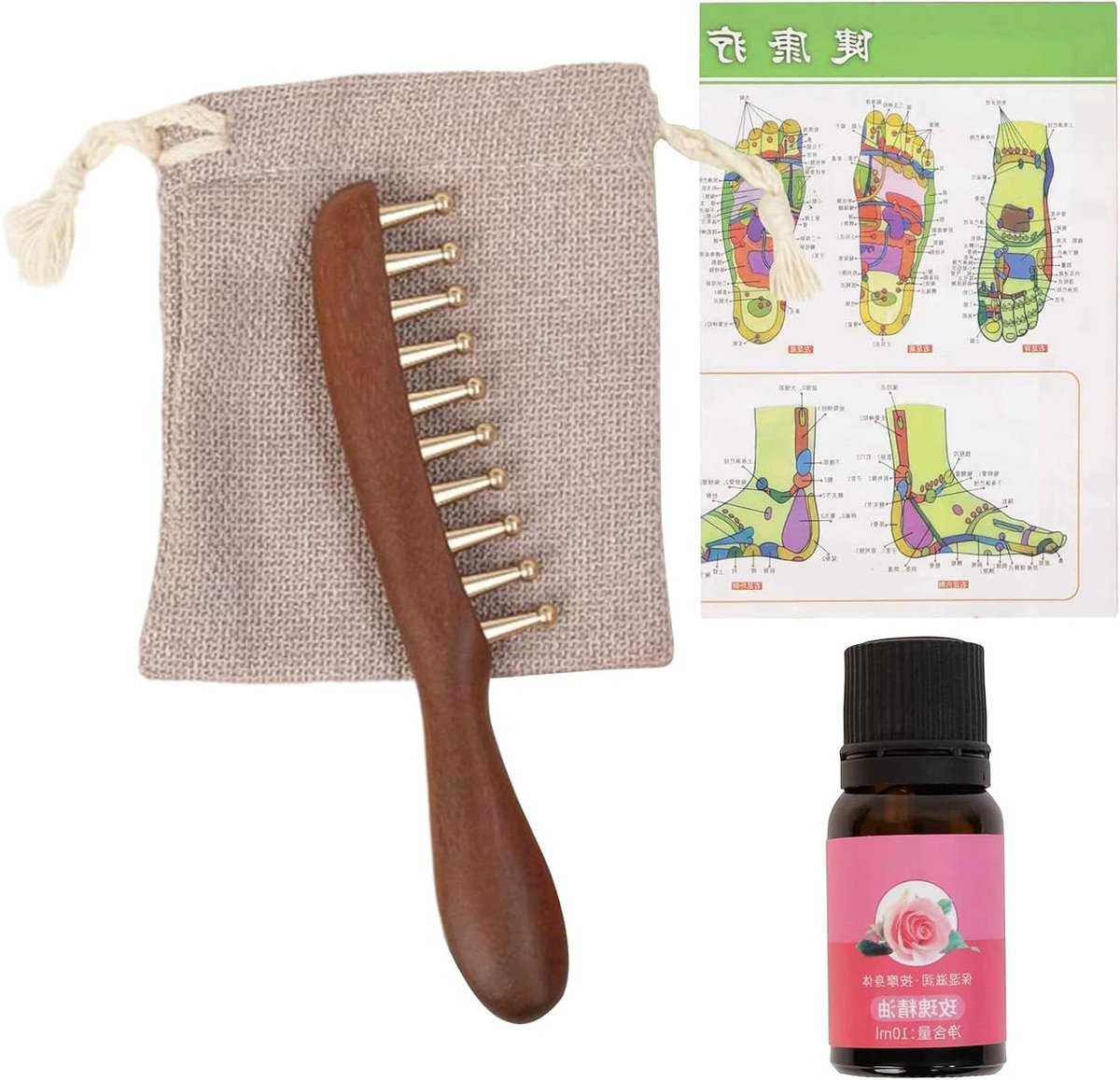 Hoofdhuid Massager - Haar Groei Stimulator - Dagelijkse Verzorging - Statische Preventie - 20 x 10 x 33 cm - Houtkleurig