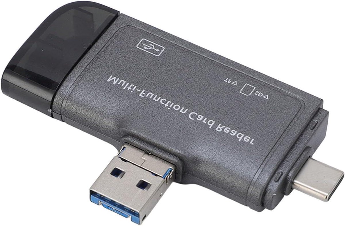 Geheugenkaartlezer - USB Card Reader - Bestanden Overzetten - Plug and Play - 480 Mbps - Zwart