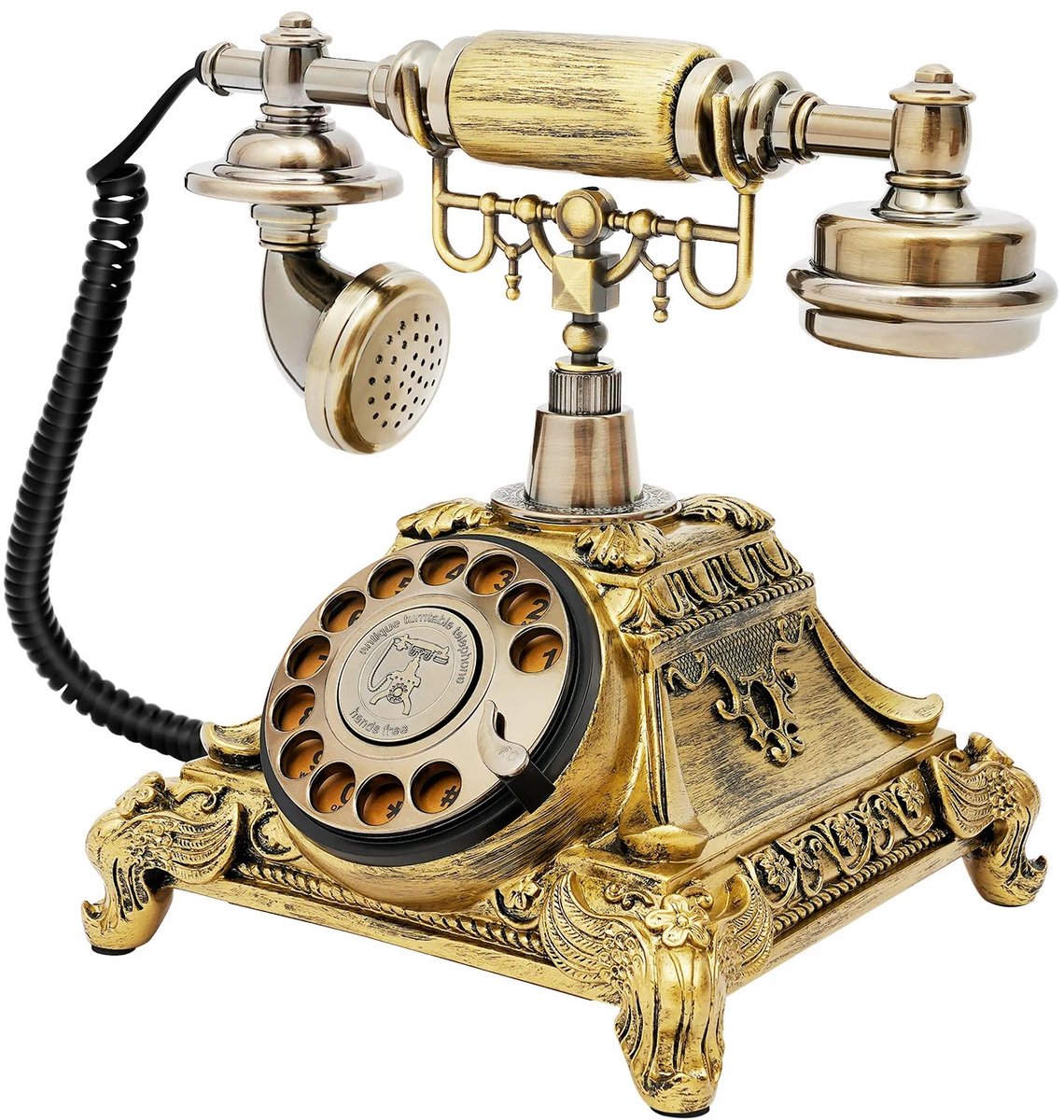 Stervia Vintage Telefoon - Roterende Telefoon - Retro Design - Snoertelefoon - Brons - 25,5 x 17,5 x 20,5 cm