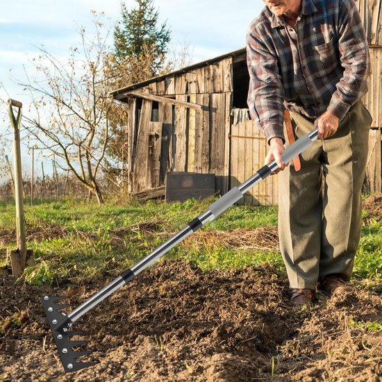 Onkruidsteker Lange Steel - Onkruidverwijderaar Hark - Tuinonderhoud Uitvoeren - Ergonomische Flexibele Lengte - 160 cm - Zilver — afbeelding 2