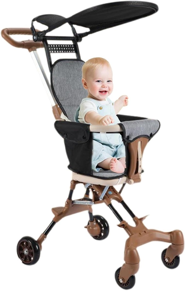 Kinderwagen - Reisbuggy Draagbare kinderwagen - Reizen met kinderen - Bidirectionele zitting - 50.3 x 43.7 x 18 cm - grijs