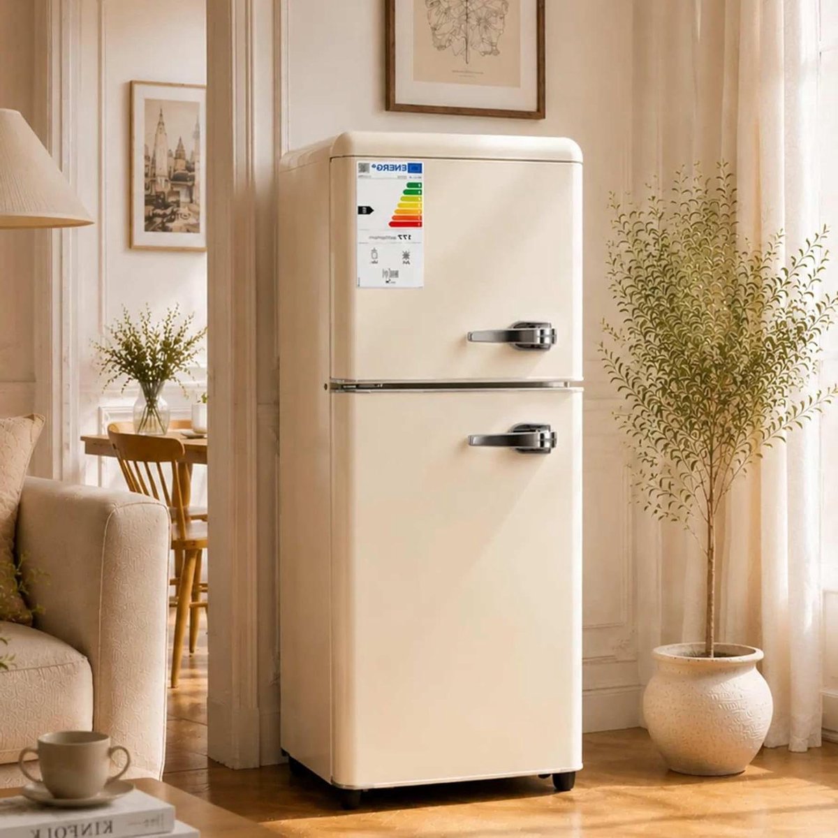 Kleine Koelkast Compacte Koelkast Mini Koelkast Dranken Koelen 7 Temperatuurinstellingen 112 liter Gebroken wit