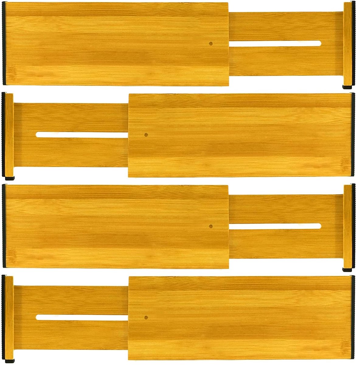 SnelShoppen - Ladeverdeler van Natuurlijk Bamboe, Verstelbaar (43-56 cm), Organizer voor Verende Laden, Keuken, Badkamer, Slaapkamer, Dressoir, Kantoo