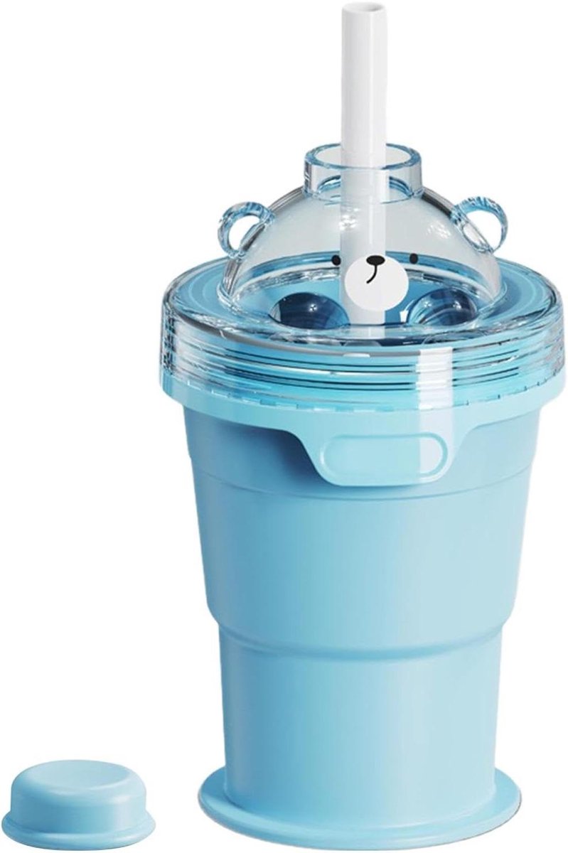 IJsbeker Met Deksel - Opvouwbare IJsdrank Maker - Dranken Koel Houden - Met Rietje - 325 ml - Blauw