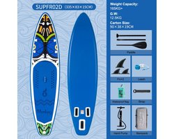 Evaux Boutique's sup - Opblaasbare sup - voor elk niveau – Incl. sup accessoires - Stabiele ligging - Max 165 kg – Complete set - Met peddel & pomp