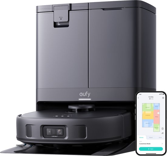 eufy X10 Pro Omni Robot Stofzuiger en Mop - 8.000 Pa zuigkracht - Dubbele dweilpads met 12 mm auto-lift en tapijtdetectie - Herkent 100+ objecten voor obstakelvermijding - Alles-in-één station voor dagelijks onderhoud