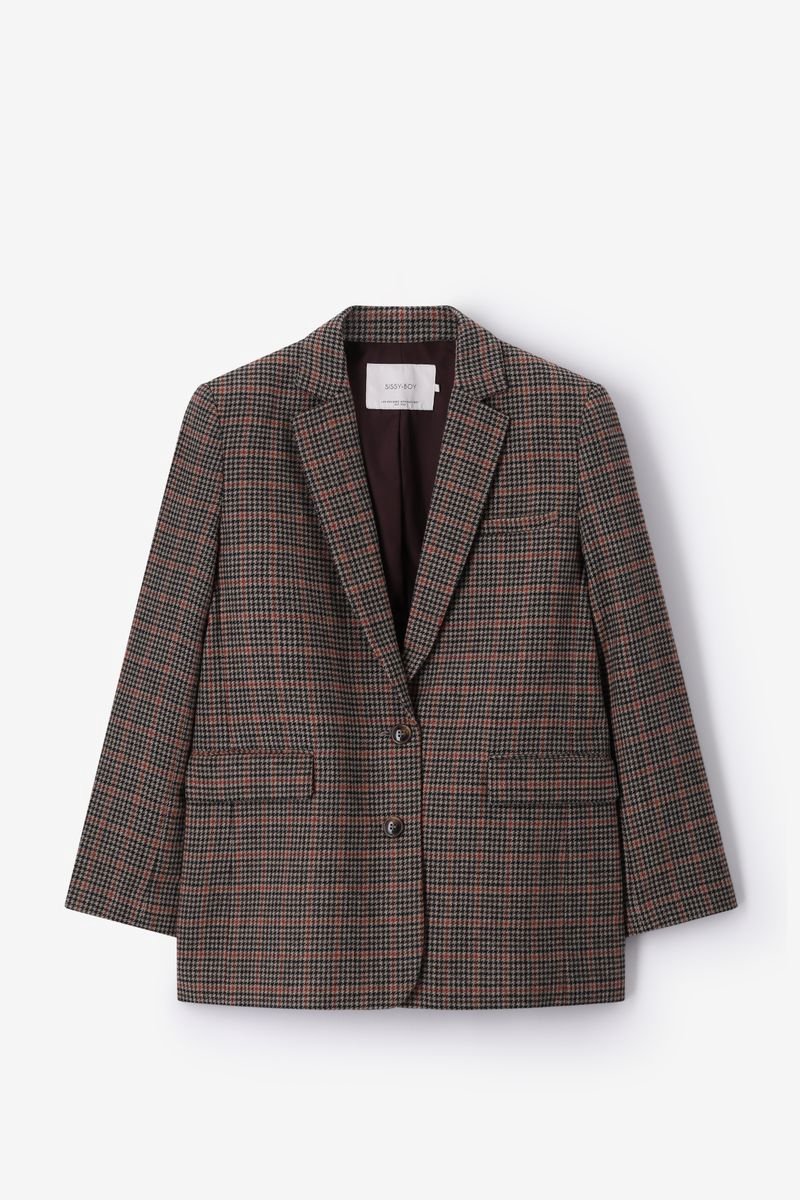 Sissy-Boy - Donkerbruine geruite wollen blazer