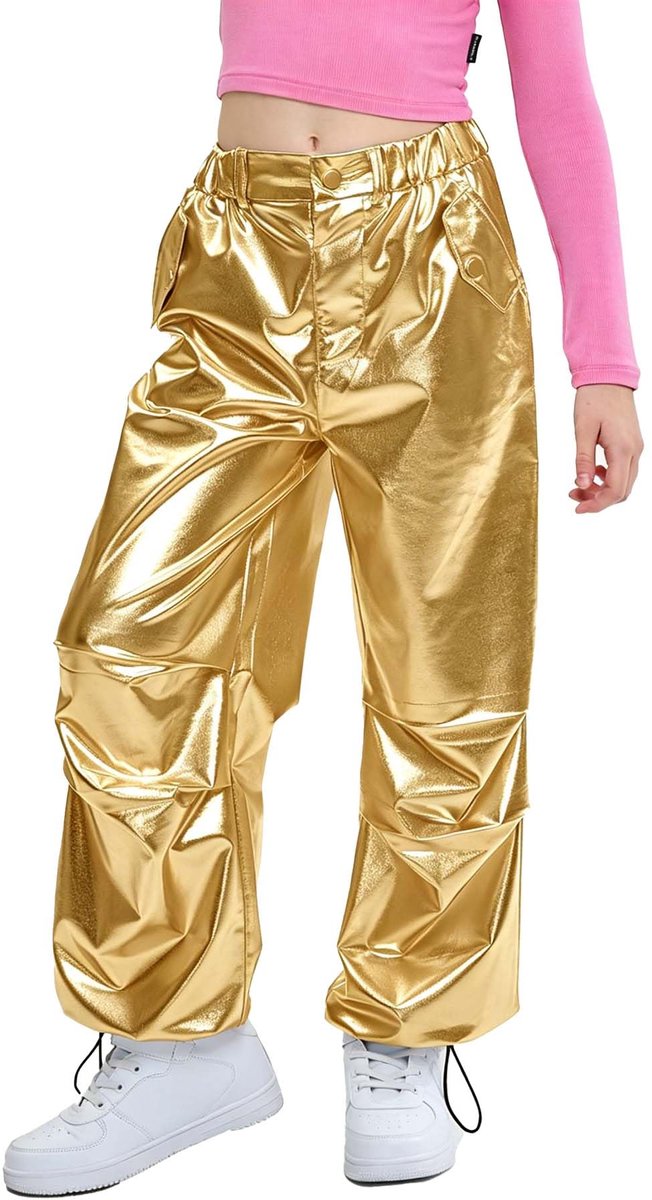 Dailygoods - Glanzende Metallic Dansbroek voor Kinderen, Retro Hiphop Style