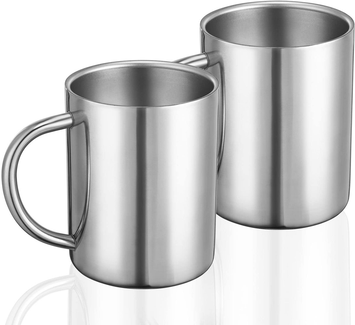 Dailygoods - 2-Pack Dubbelwandige Roestvrijstalen Koffiemok - 400 ml Reis- en Kampeermok Set