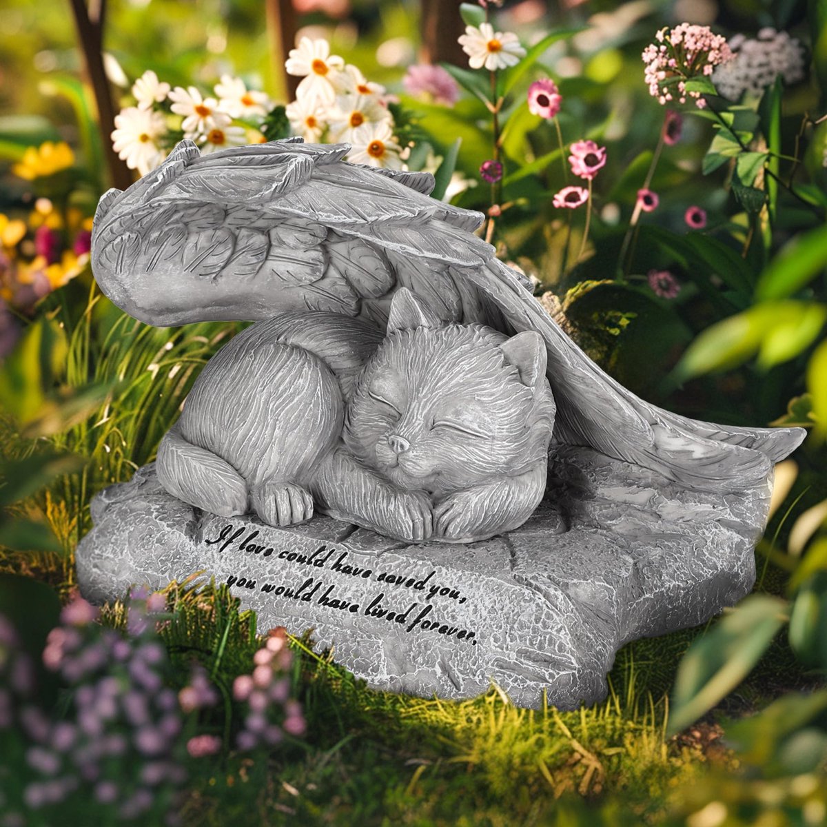 Dailygoods - Kat Engel Herdenksteen - Monument voor Huisdieren met Engelenvleugels