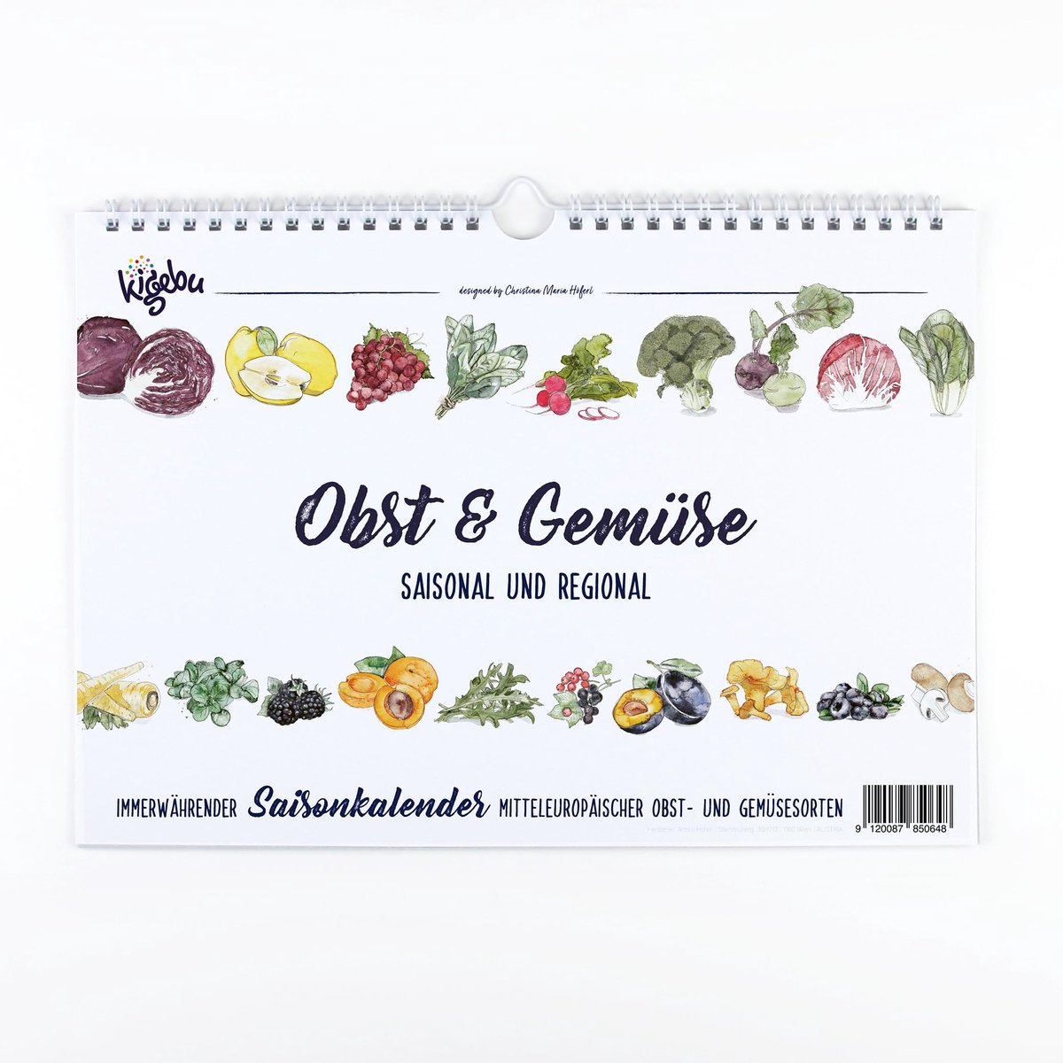 Dailygoods- Seizoenskalender 2026 - Wandkalender - Groenten/Fruit - Decoratief - Handgeschilderd - Inspiratie voor Milieu.