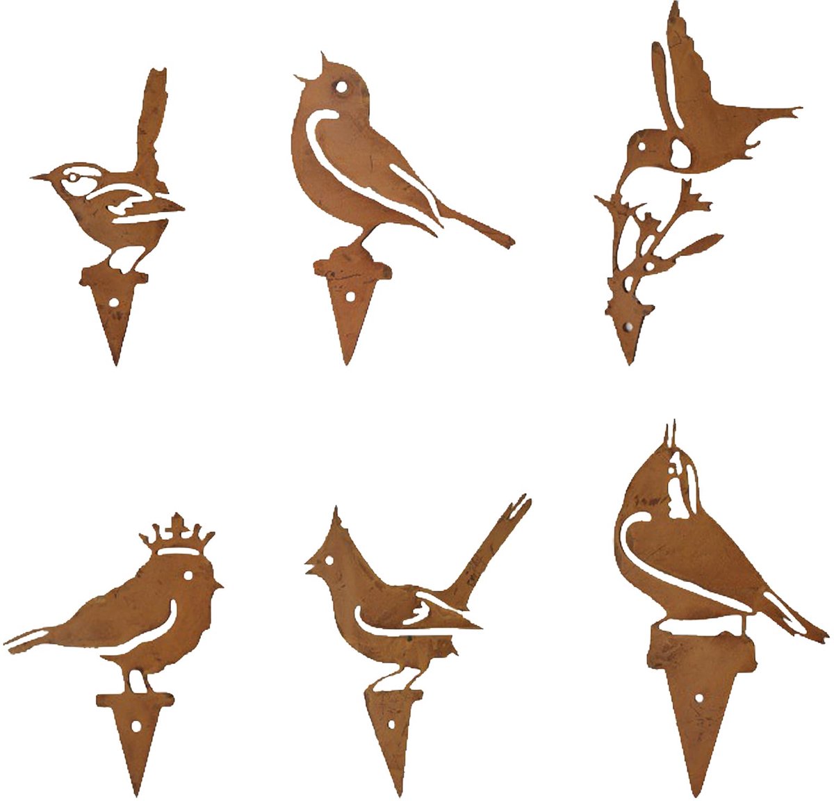 Dailygoods - Decoratieve Tuindecoratie - 6 Stuks Metalen Vogels Voor Buiten