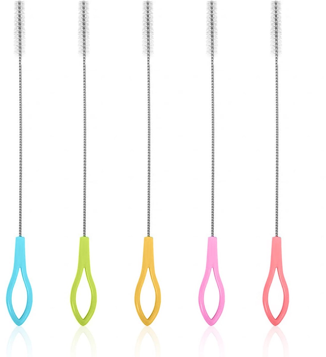 Dailygoods - Set van 5 Rietjes Borstels - en Nylon voor Grondige Reiniging van Flessen en Beker