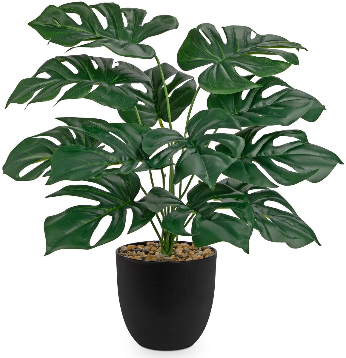 Dailygoods - Kunstplant Monstera in Zwarte Pot - Decoratieve Faux Groene Plant voor Binnen