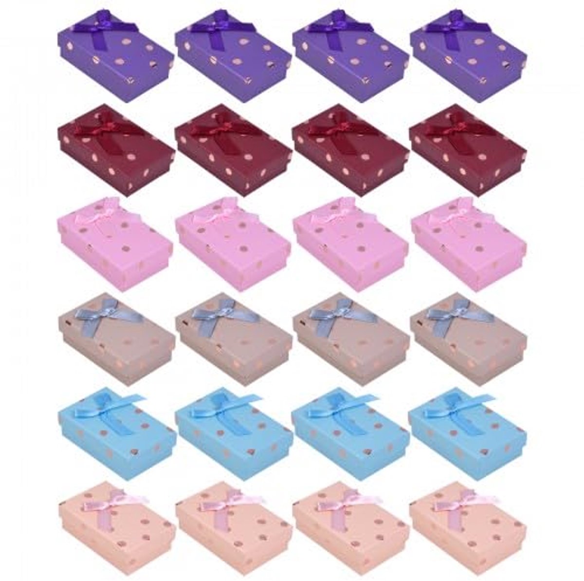 Dailygoods - 24 Stuks Geschenkdozen voor Sieraden - Kartonnen Dozen met Strik