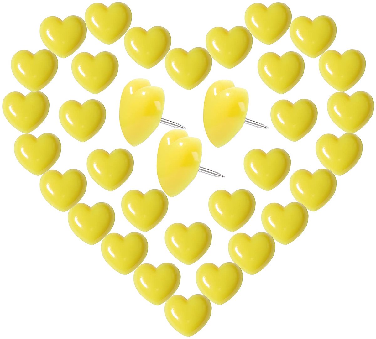 Dailygoods - Liefde Hart Push Pins - 150Pcs Gele Duim Tacks voor Foto's en Decoratie