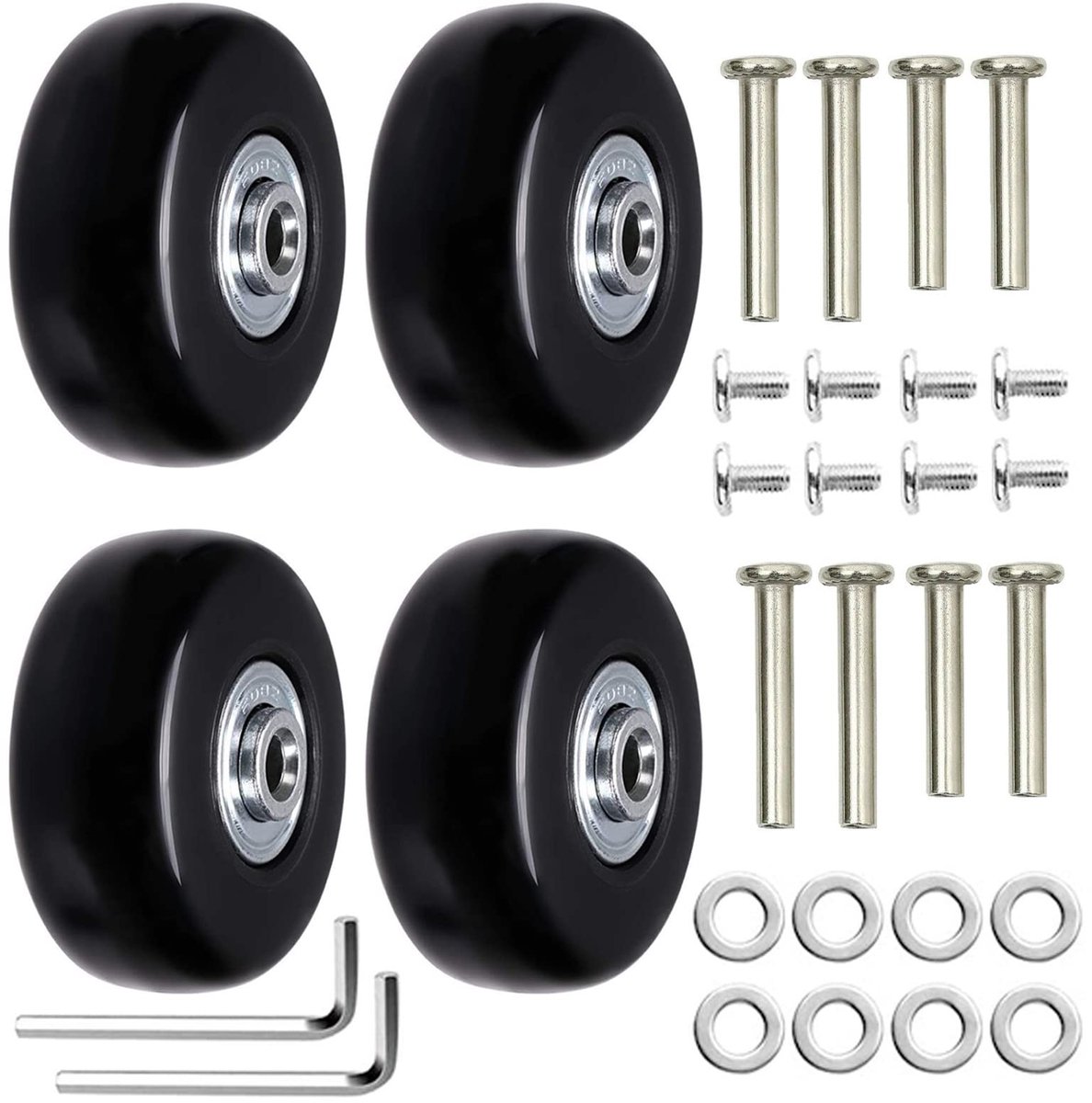 Dailygoods - Vervangwielen voor Bagage - Set van 4 Rubber Koffers 45mm x 18mm