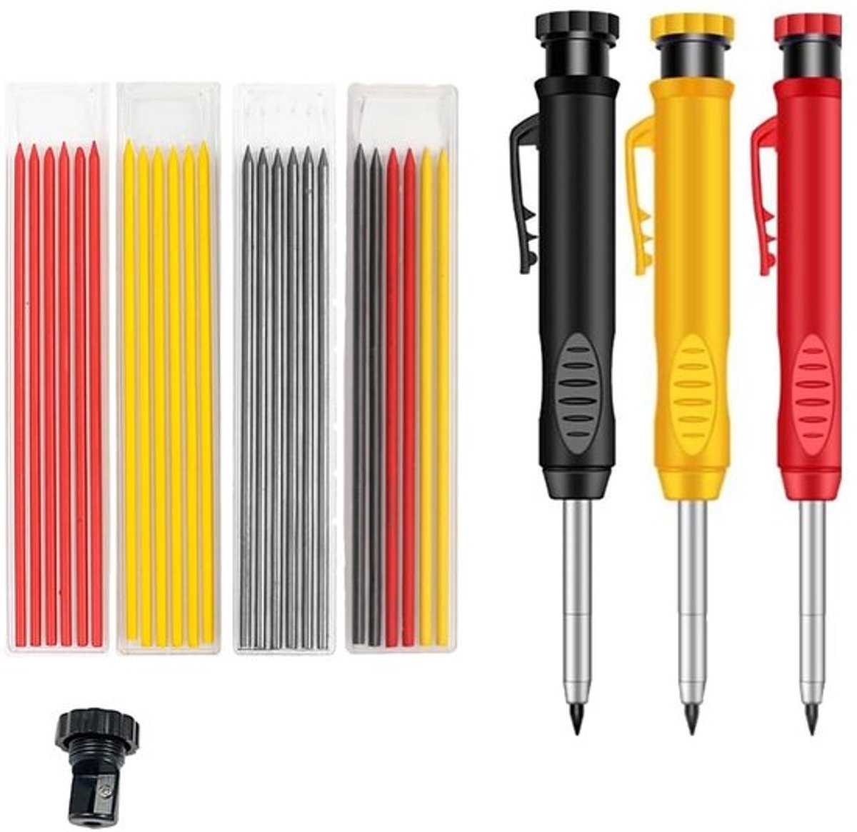 Timmerpotloodset - Houtbewerking - Ergonomisch en veelzijdig - 5 stuks - Mechanische potloden - Perfect voor constructie en precisie