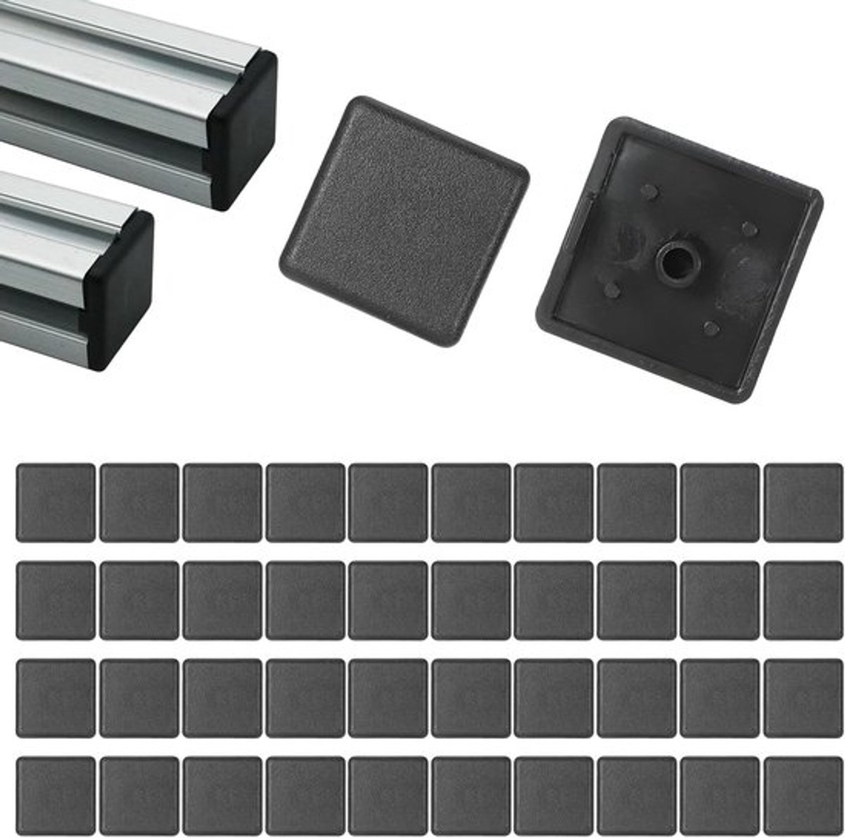 - Eindkappen Aluminium Profiel - Constructie Profiel Bescherming - Kunststof Kapjes - 30x30 Profielen - 40 Stuks - Profielsysteem Accessoir...
