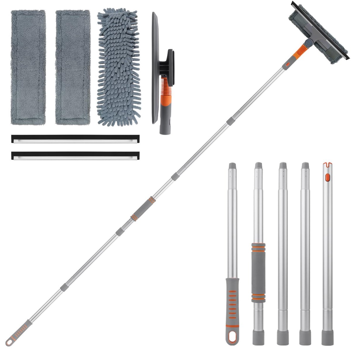 Dailygoods - Professionele Raamwisser met Roterende Rand en Telescopische Steel tot 200cm