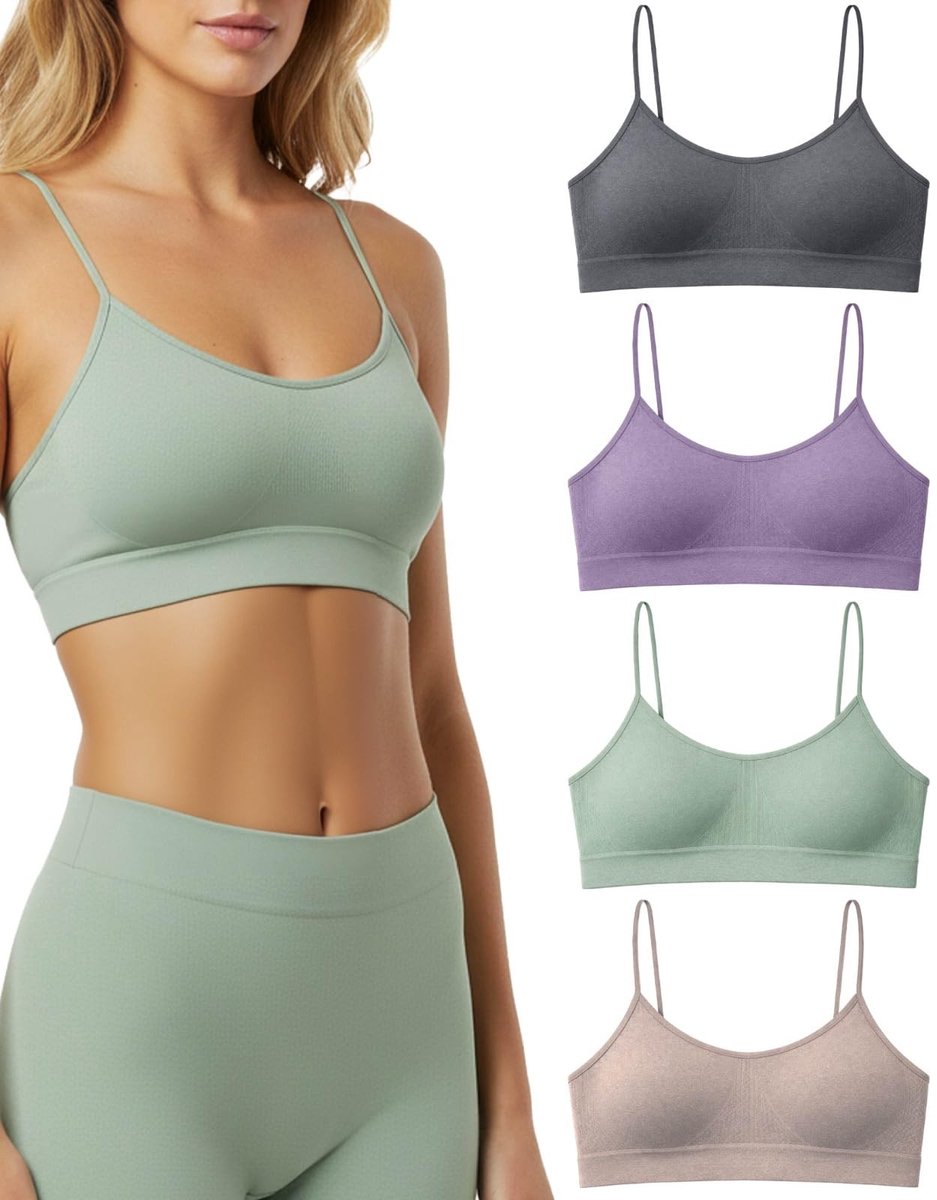 Dailygoods- Damesbeha zonder beugel - Naadloze Brassiere - Duurzaam Ondergoed - Zachte Microvezel - 4 Stuks - Ecologisch Vriendelijk