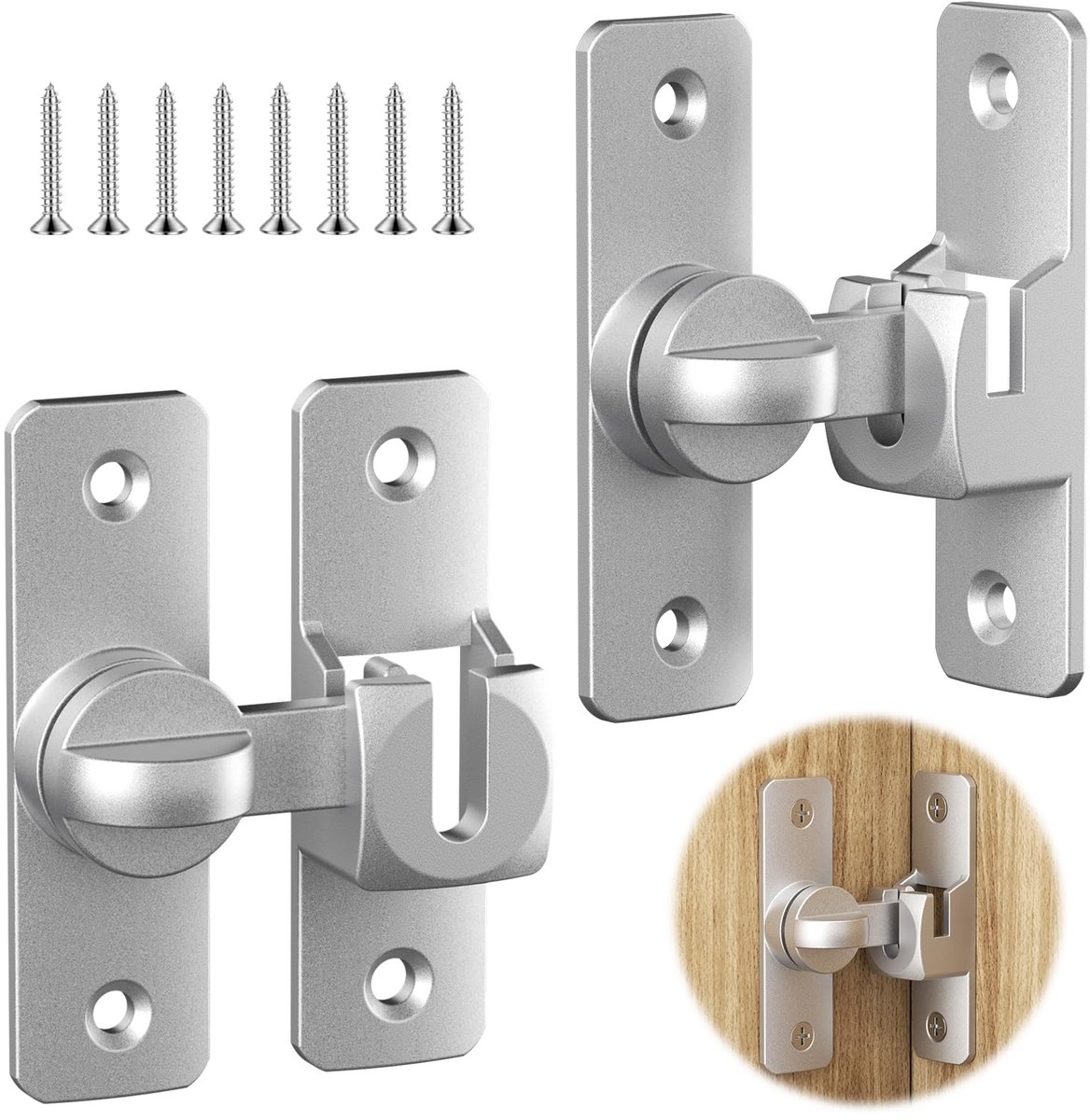 Dailygoods- Deurvergrendeling Lichtgevend - Schuifslot - Roestvrij Staal - Klikgrendel - 2 Stuks - Eenvoudige Montage - Deurslot