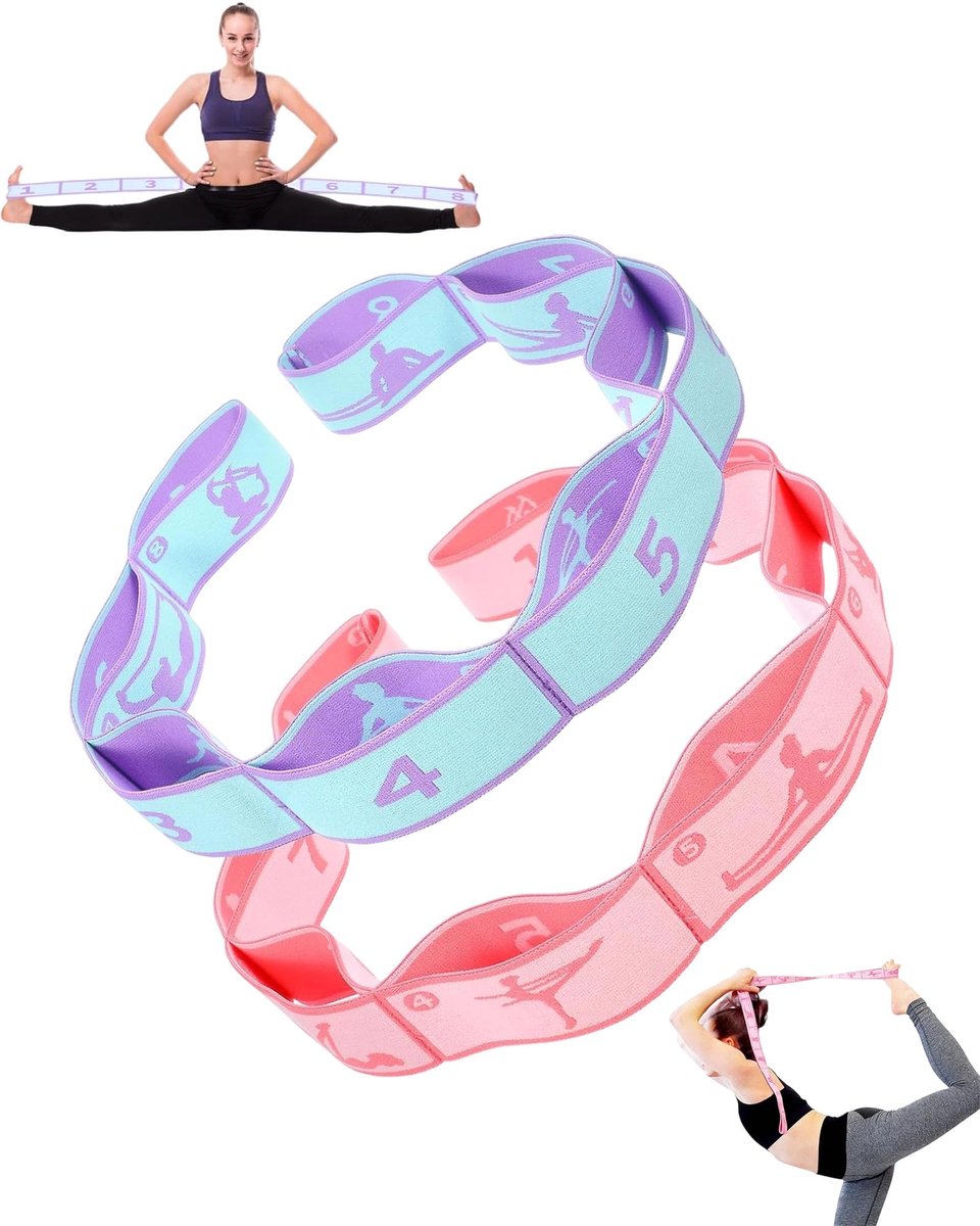 Dailygoods - 2 Stuks Yoga-Stretchband voor Fitness en Pilates - Elastische Gymnastiekband