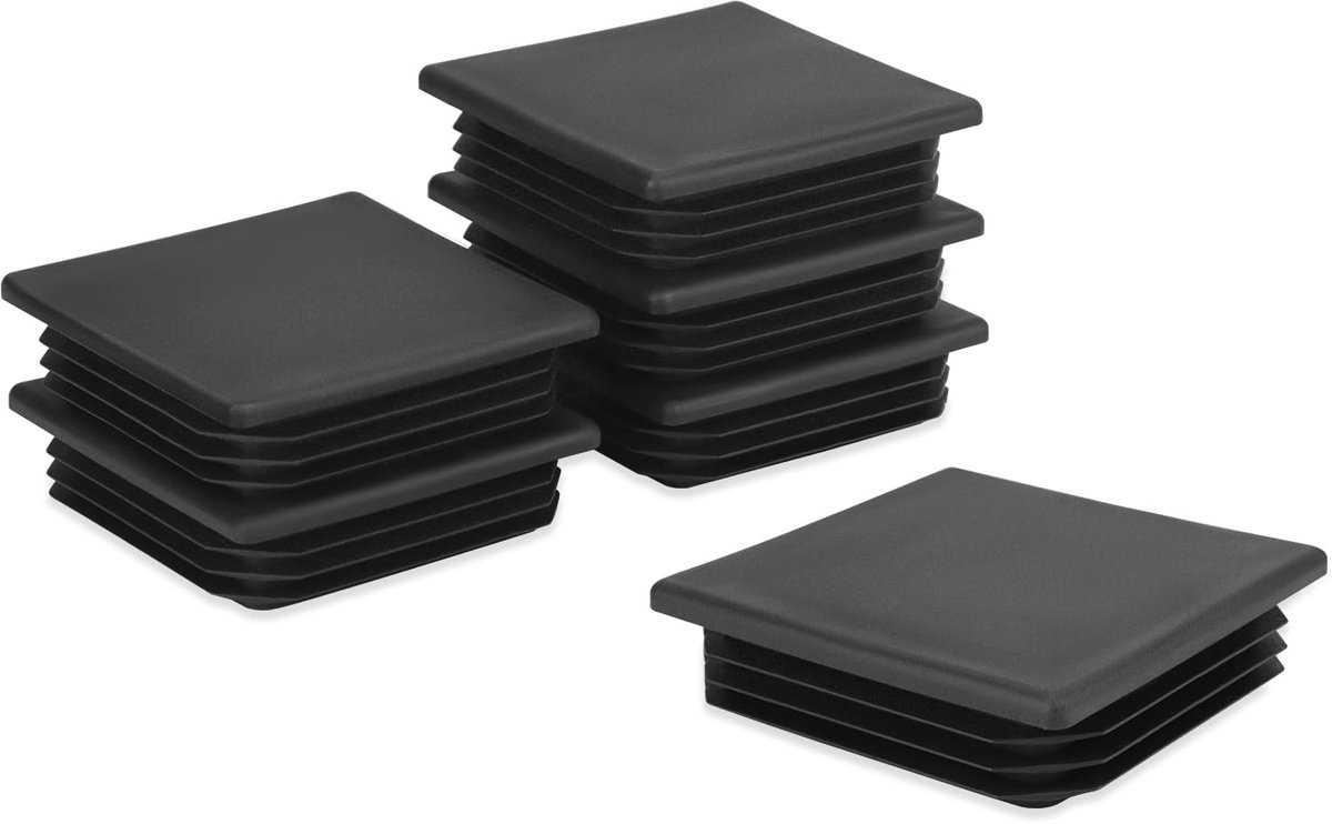 Dailygoods - ® Lamellen Doppen voor Vierkante Buizen, 80x80 mm - Zwart - 6 Stuks