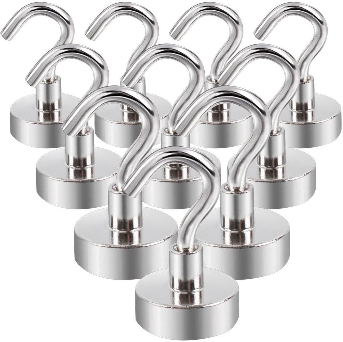 Dailygoods- Magneethaken Extra Sterk 10 kg - Neodymium Haken - Magnetische Houder - Haakmagneten - 20 mm - Set van 10 Stuks