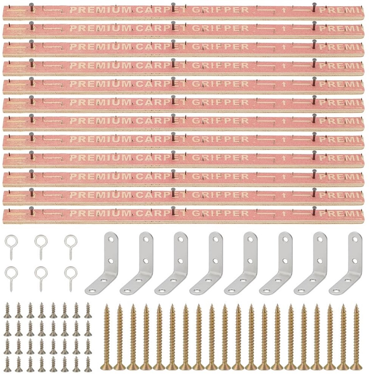 Dailygoods- Tuftstrip 12 Stuks - Tapijtstrip - Bekledingsset - Decoratieve Installatietacks - Doe-het-zelf Tuften - Geschikt voor Betonnen Trap