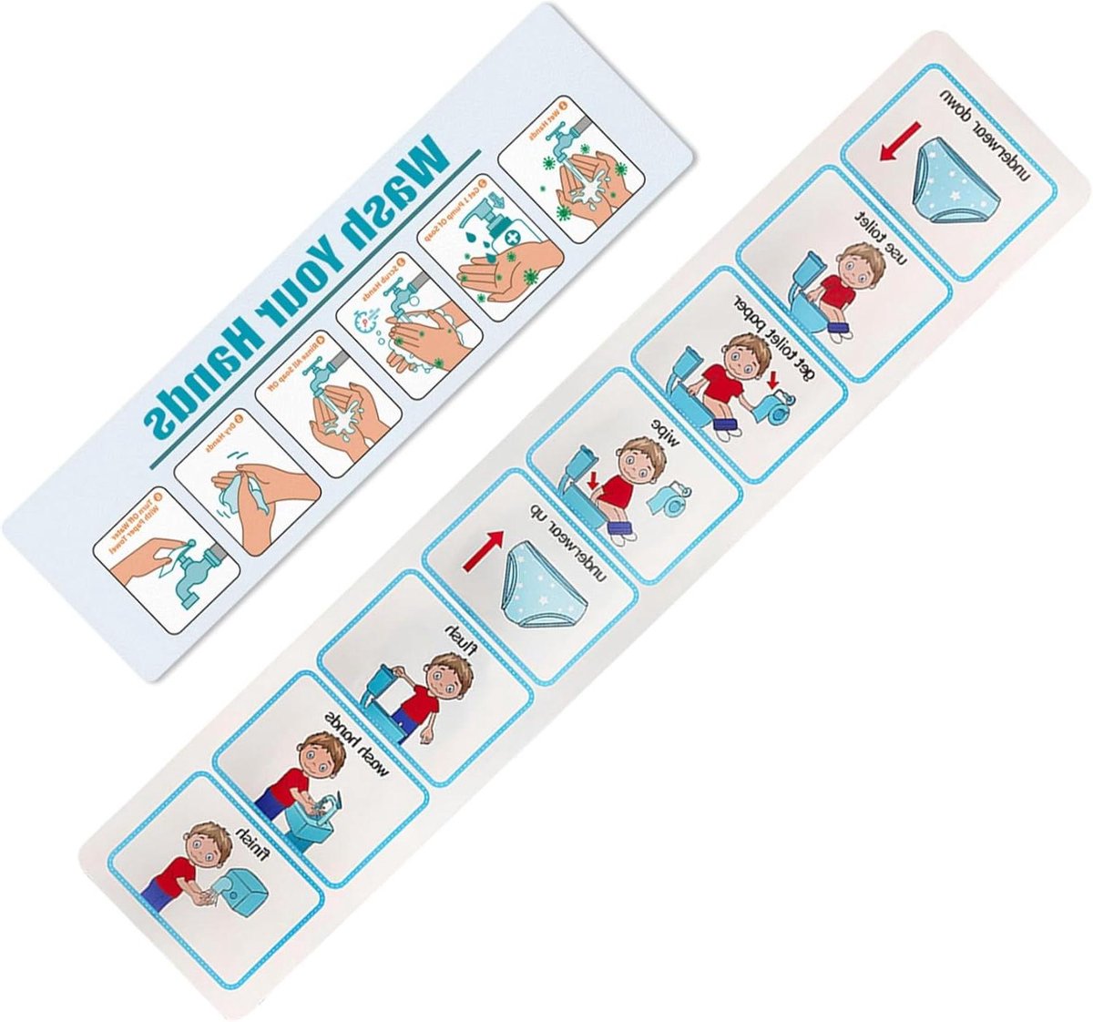 Potty Training Kaart - Visueel Schema Toilet - Kinderen Leren - Stap-voor-stap Begeleiding - 2 Stuks - Blauw