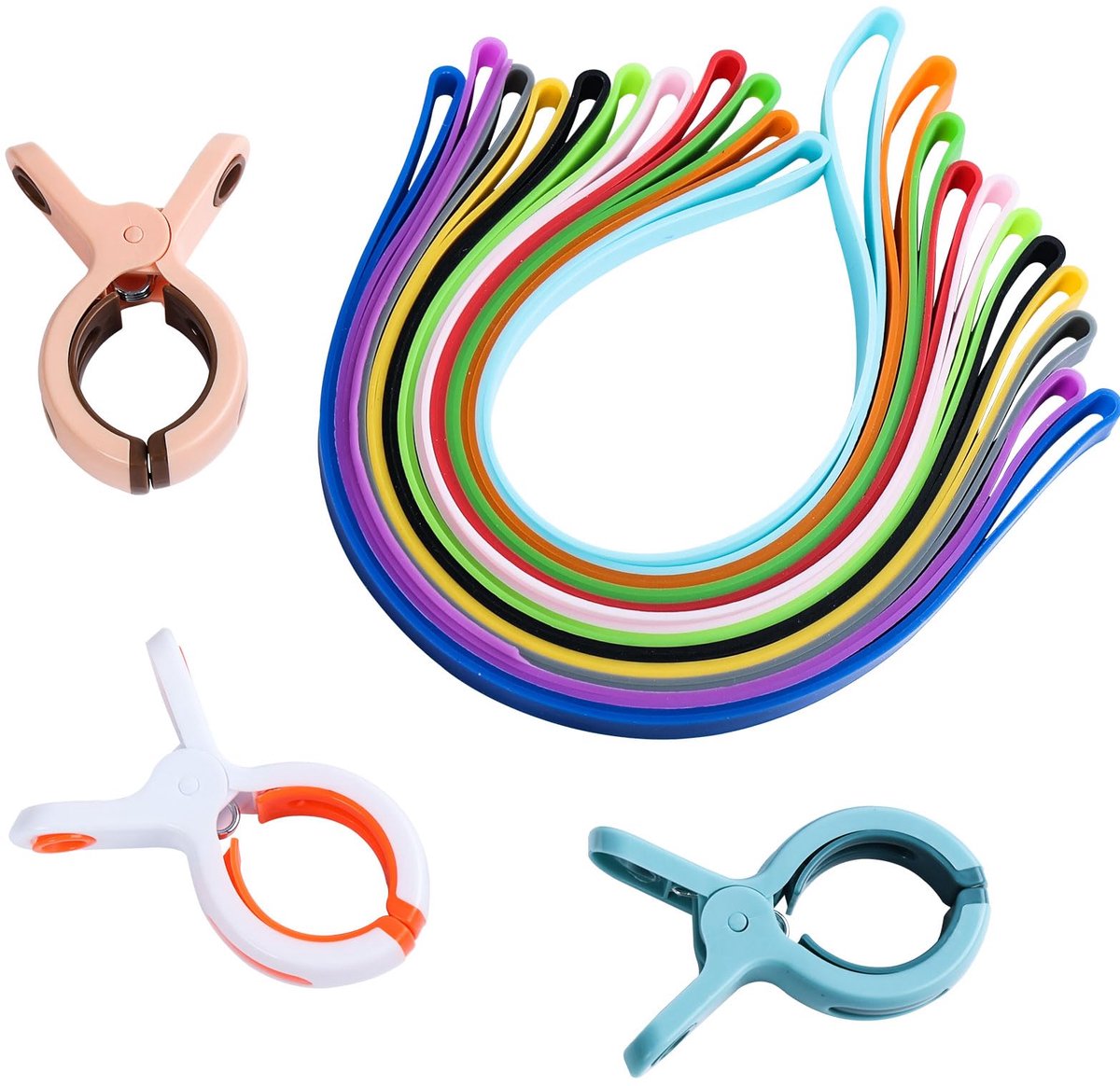 Dailygoods - 12 Silicone Strandhanddoek Klemmen - Kleurrijke Tapes voor Strandbedden en Ligstoelen