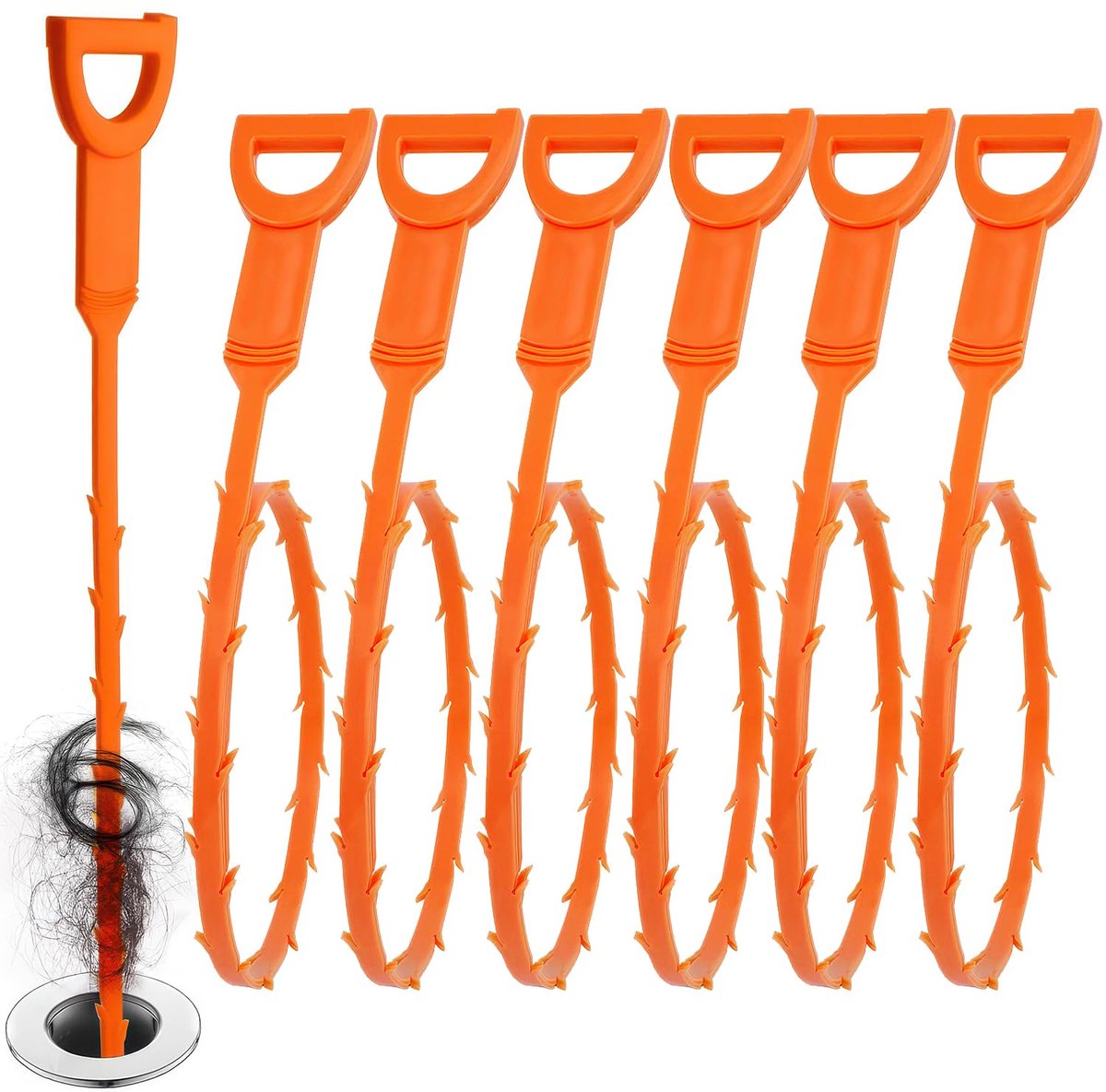 Dailygoods - 6 Stuks Afvoer Ontstopper - 25 Inch Ontstopper voor Keuken en Badkamer