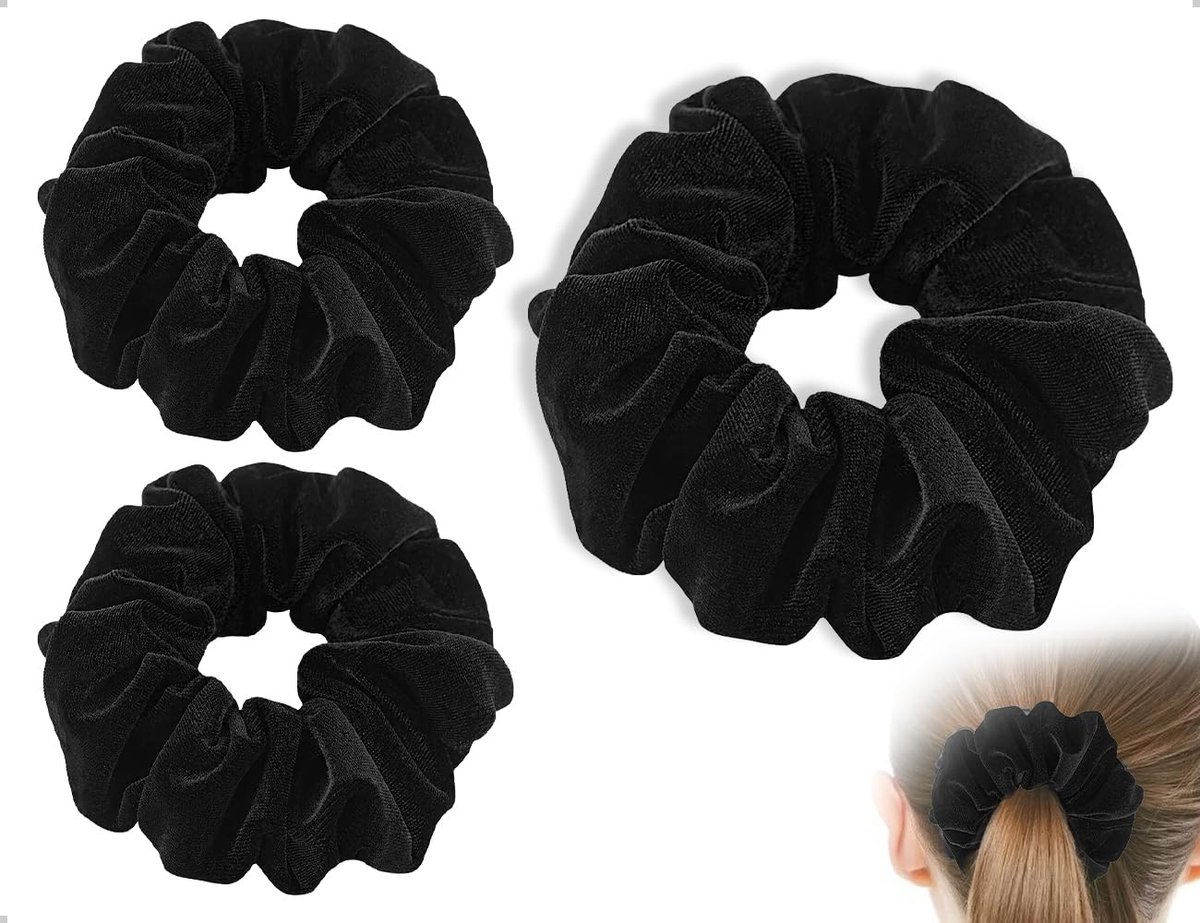 Dailygoods - Set van 2 Dikke Scrunchies en Fluwelen Hoofdband