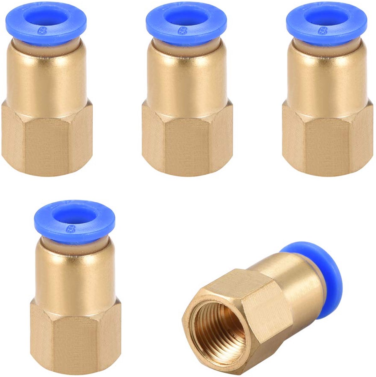 Dailygoods - 5 Stuks Binnendraad Insteekscharnier Pneumatische Snelkoppelingen - 1/8" G 6mm