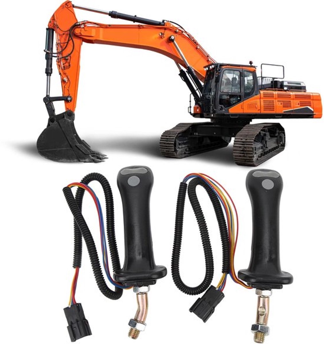 Joystick Handgrepen Ergonomisch - 2 Stuks - Graafmachine Handvat - Compatibel met Doosan DH DX150 215 225 300 370-9C - Hoogwaardige ABS/Aluminium - Duurzaam en Comfortabel