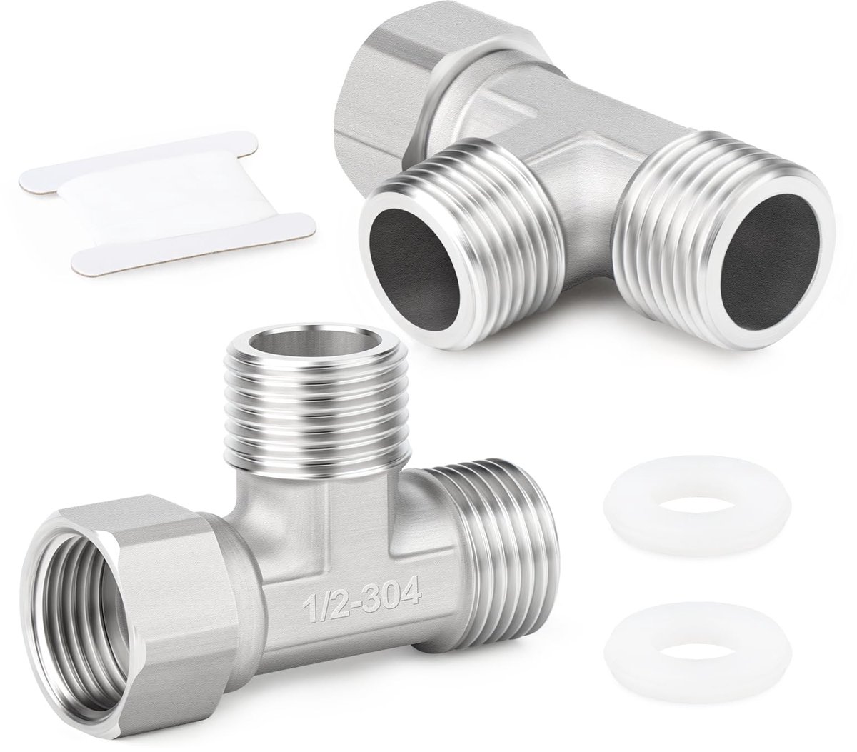 Dailygoods- Pijp Fitting - 1/2" Man x 1/2" Man x 1/2" Vrouw - Drieweg Connector - Roestvrij Staal 304 - Flexibel - Corrosiebestendig - T-connector