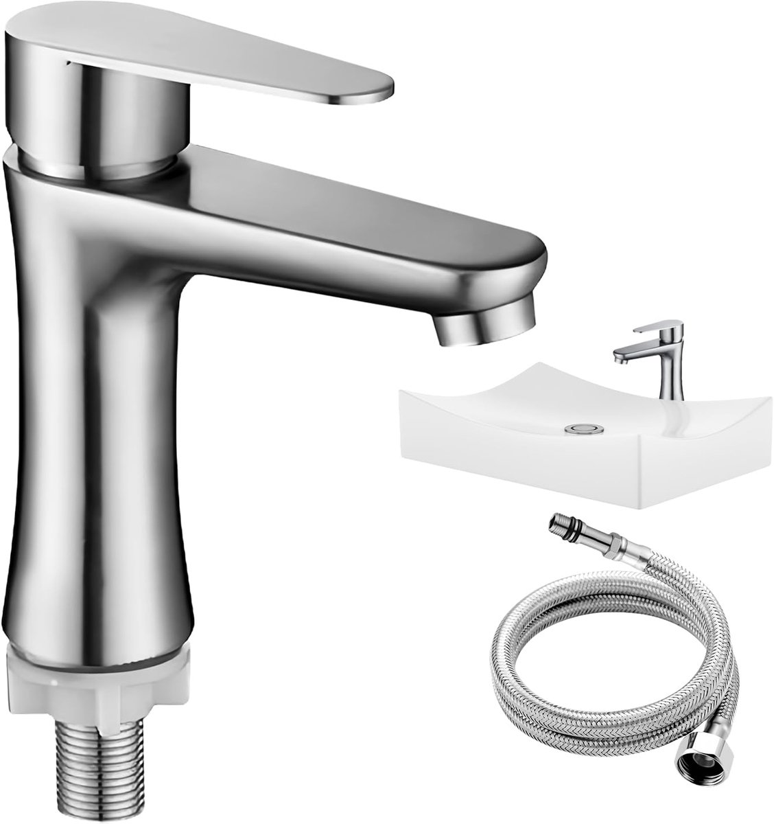 Dailygoods - Badkraan, Koud Water Mengkraan met 80 cm Aansluitslang